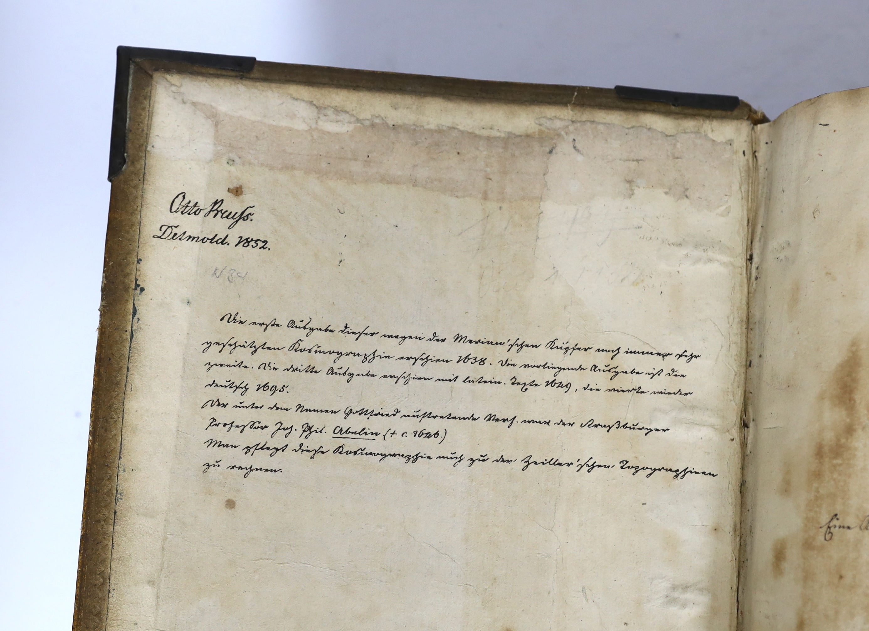 A large leather bound volume: Archonto-Logica Cosmically 1646